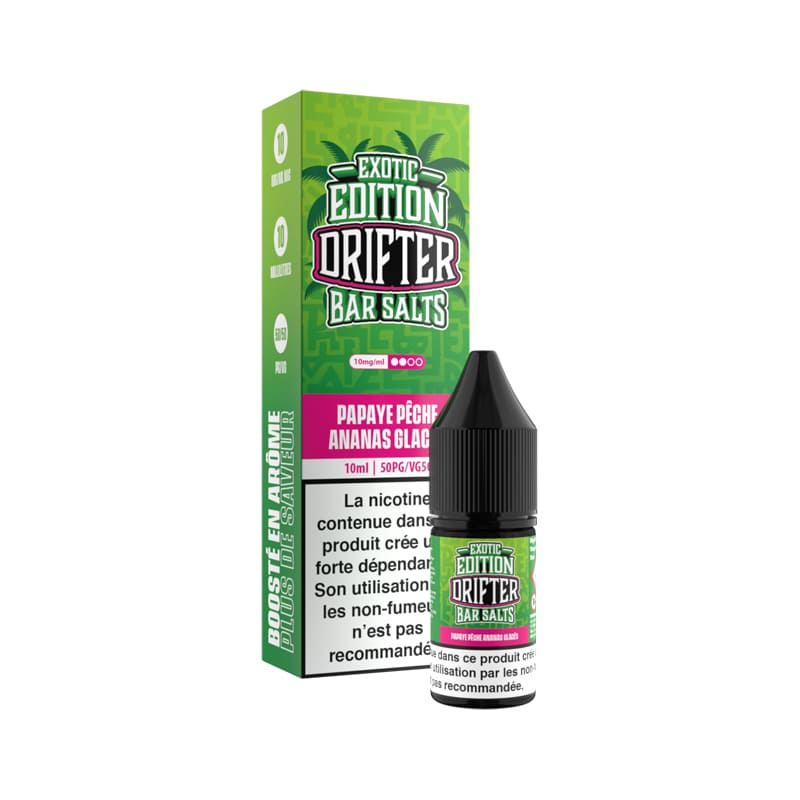 Sel de Nicotine Drifter Exotic Edition Papaye Pêche Ananas Glacés 10ml 10 mg | VAPEVO