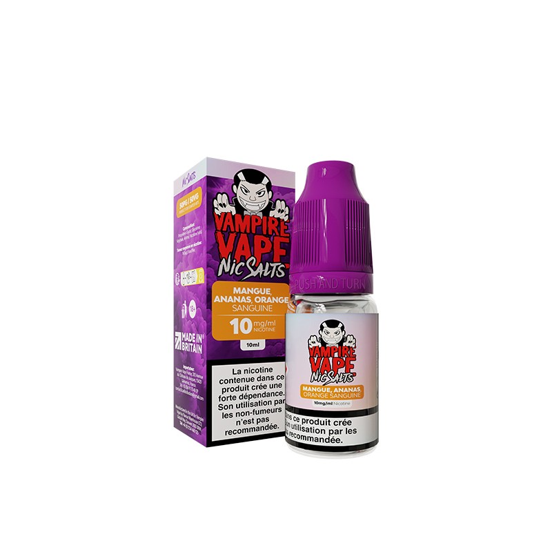 VAMPIRE VAPE Mangue & Ananas & Orange Sanguine- Sel de nicotine 10ml-10 mg-VAPEVO