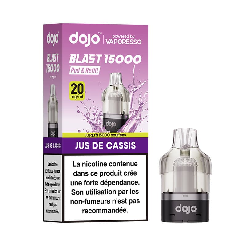 VAPORESSO Dojo Blast 15K - Pod Préremplie 10ml 15000 Puffs-20 mg-Jus de Cassis-VAPEVO