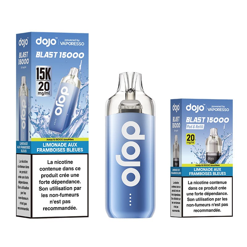 VAPORESSO Dojo Blast 30K - Puff Rechargeable 30000 Puffs 20mg Limonade aux Framboises Bleues | VAPEVO