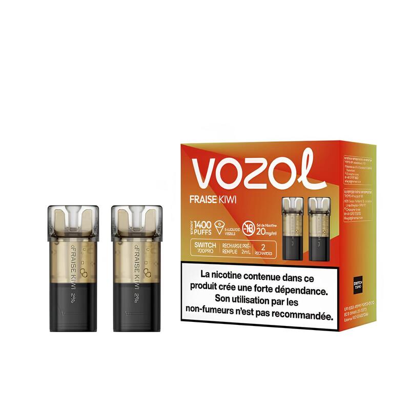 VOZOL Switch 600 - Pack de 2 Cartouches 2ml-0 mg-Fraise Kiwi-VAPEVO
