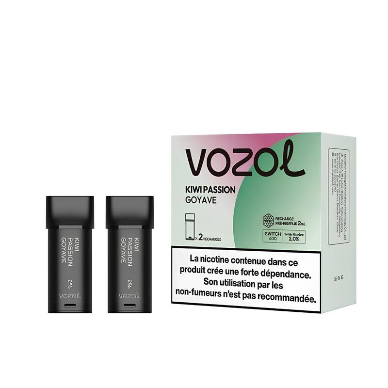 VOZOL Switch 600 - Pack de 2 Cartouches 2ml-0 mg-Kiwi Passion Goyave-VAPEVO