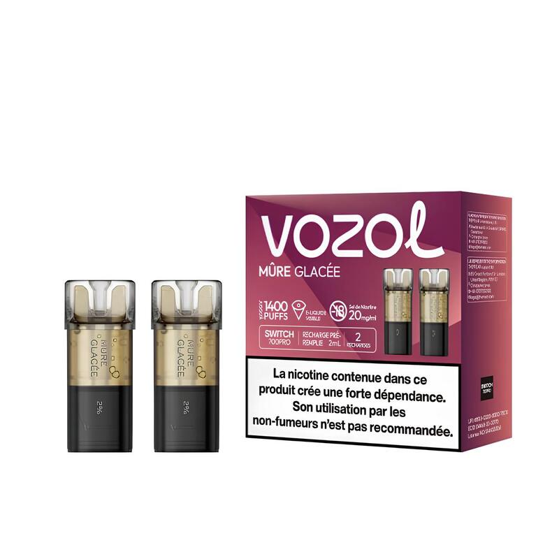 VOZOL Switch 600 - Pack de 2 Cartouches 2ml-0 mg-Mûre Glacée-VAPEVO