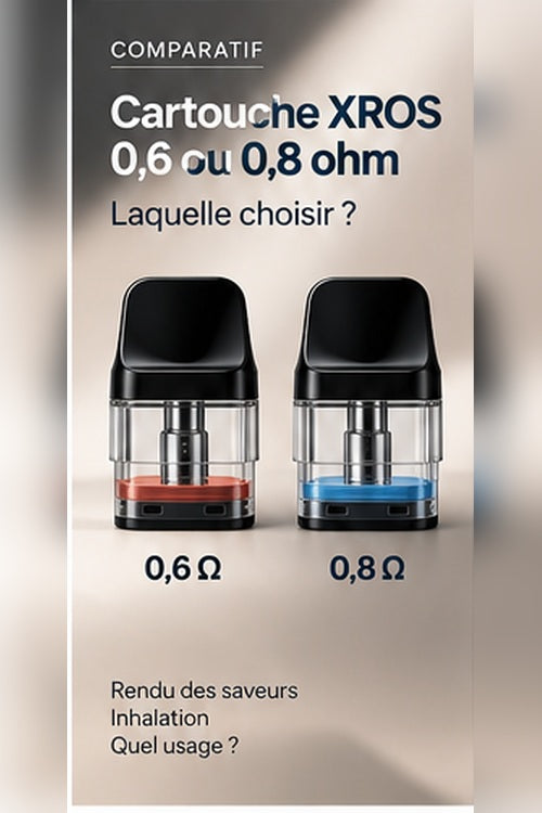Comparatif cartouches XROS 0,6 et 0,8 ohm
