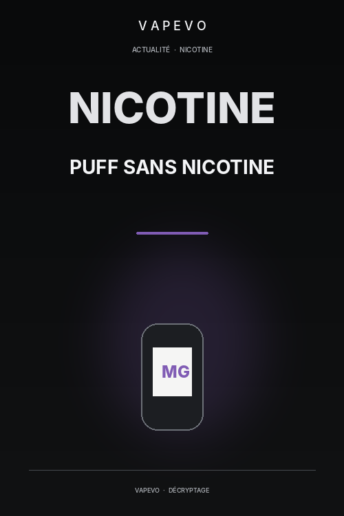 Puff sans Nicotine : Popularité et Impact 2026 - VAPEVO