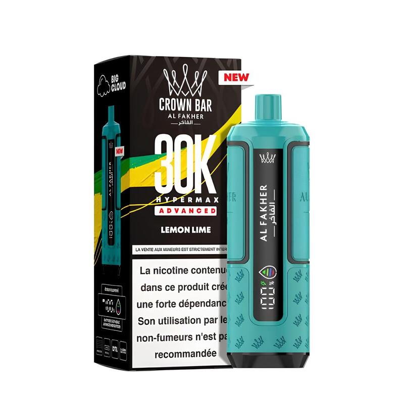 AL FAKHER CROWN BAR HyperMax Advanced 30K - Puff Rechargeable 6mg Lemon Lime | VAPEVO