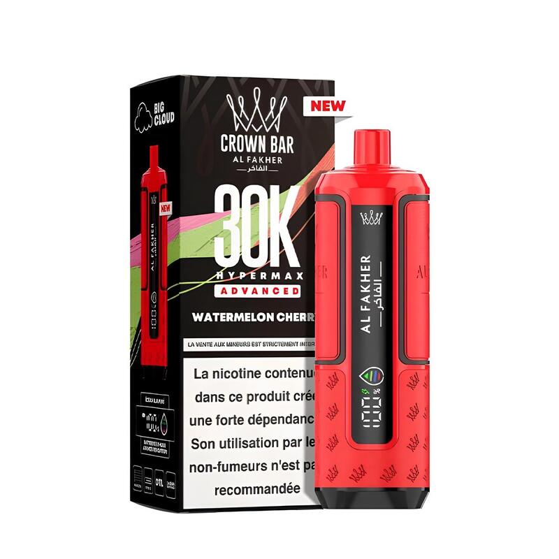 AL FAKHER CROWN BAR HyperMax Advanced 30K - Puff Rechargeable 6mg Watermelon Cherry | VAPEVO