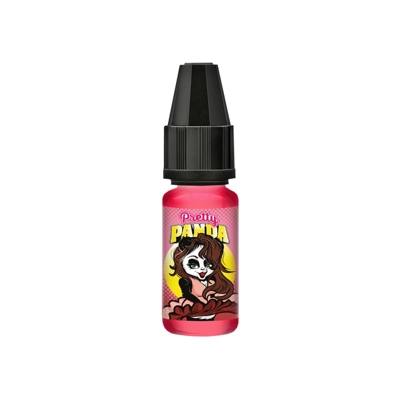Flacon 10ml d'arôme Pretty Panda A&L avec étiquette illustrée d'un panda sur fond rose et bouchon noir.