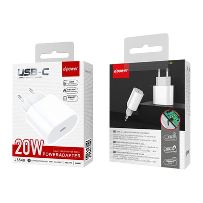 D-POWER J8540 - Adaptateur Secteur Charge Rapide USB-C 20W-VAPEVO