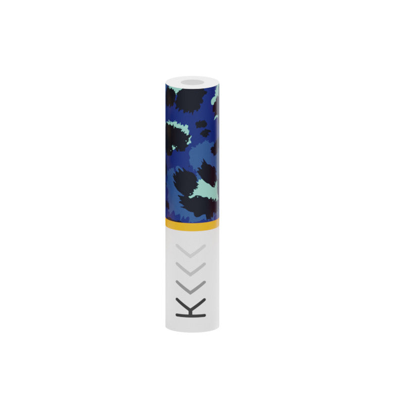 Drip tip filtre en coton pour Kiwi Vapor, motif camouflage bleu et blanc avec logo Kiwi imprimé sur la base.