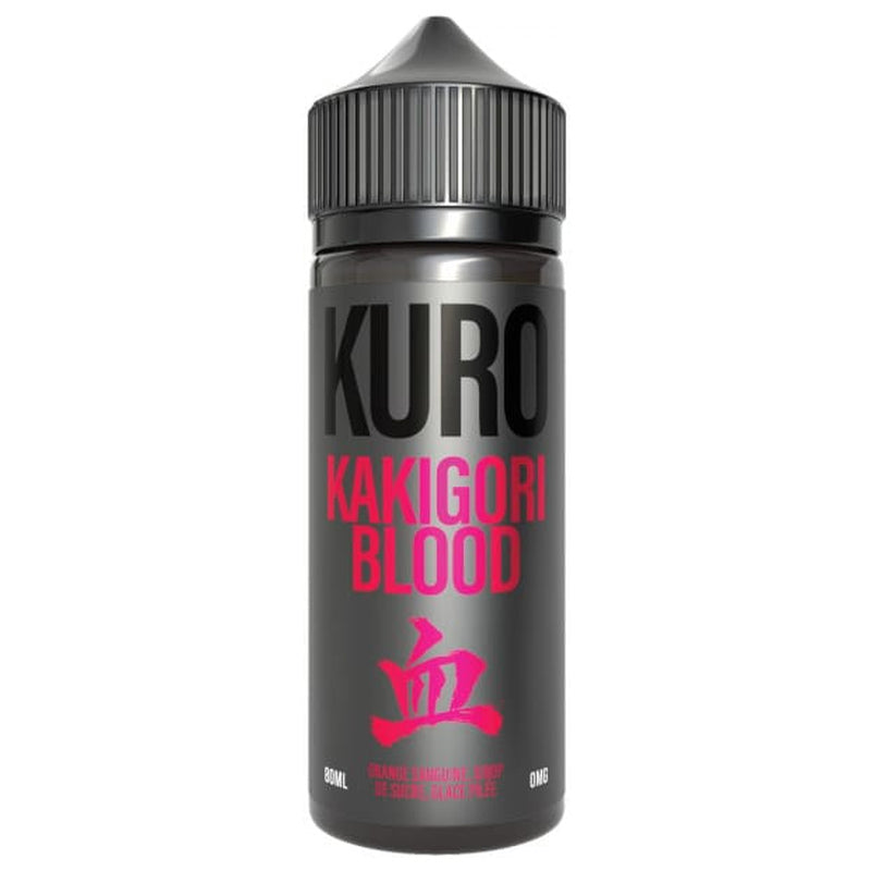 Flacon d’e-liquide Kakigori Blood 80ml de KURO sur fond blanc.