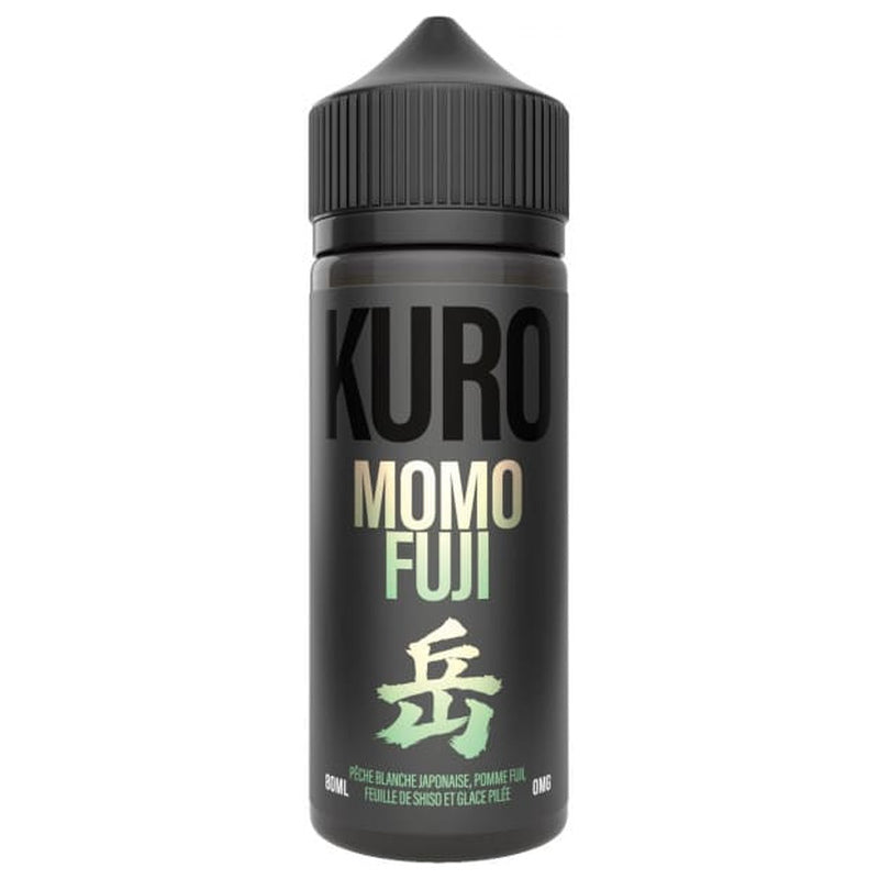 Flacon d’e-liquide Momo Fuji 80ml de KURO sur fond blanc.