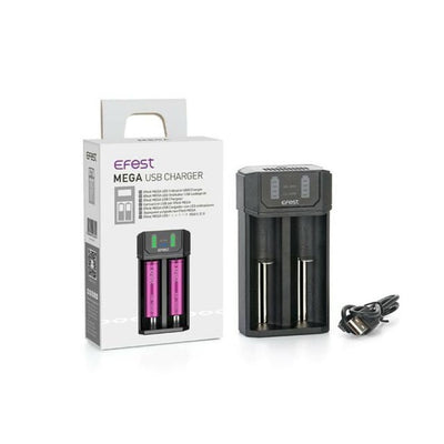 EFEST Mega USB - Chargeur Accus 2 Slots | VAPEVO