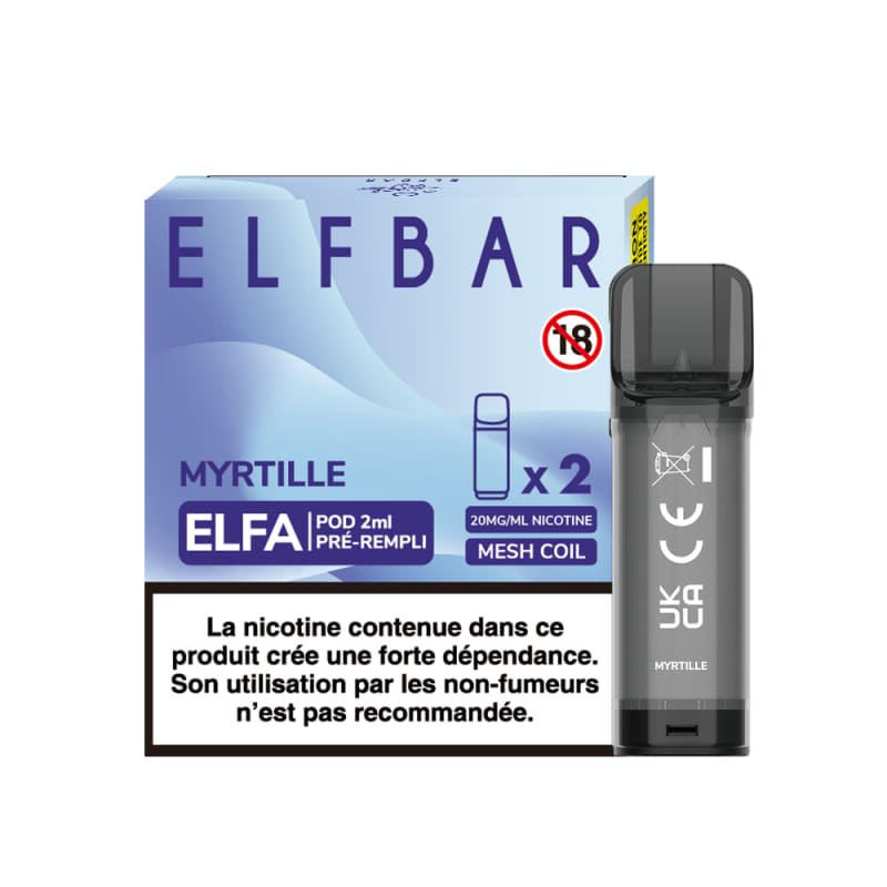 ELFBAR ELFA - Pack de 2 Cartouches 2ml 20mg-20 mg-Myrtille-VAPEVO