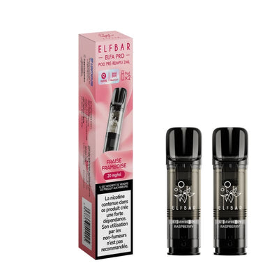 ELFBAR ELFA Pro - Pack de 2 Cartouches 2ml 10 mg Fraise Framboise | VAPEVO