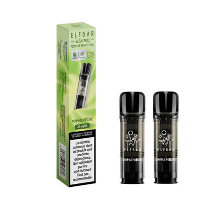 ELFBAR ELFA Pro - Pack de 2 Cartouches 2ml 10 mg Pomme Pêche | VAPEVO