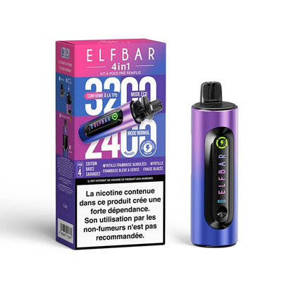 ELFBAR Kit 4in1 - Puff Rechargeable 3200 Puffs 20 mg Edition Baies Sauvages | VAPEVO