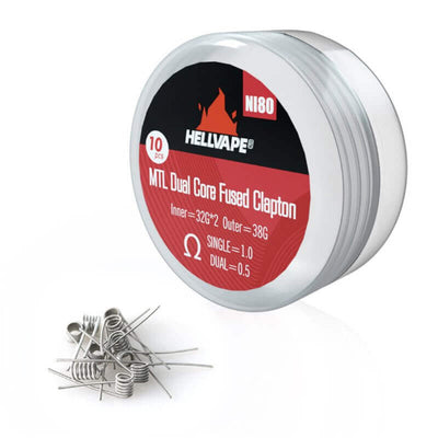 HELLVAPE - Pack de 10 Coils Prémontés NI80 MTL Dual Core Fused Clapton 32Gx2+38G | VAPEVO