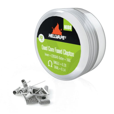 HELLVAPE - Pack de 10 Coils Prémontés NI80 Quad Core Fused Clapton 28Gx4+36G | VAPEVO