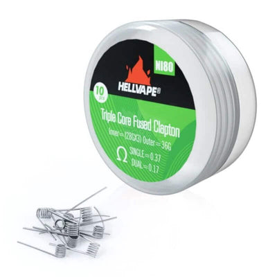 HELLVAPE - Pack de 10 Coils Prémontés NI80 Triple Core Fused Clapton 28Gx3+36G | VAPEVO