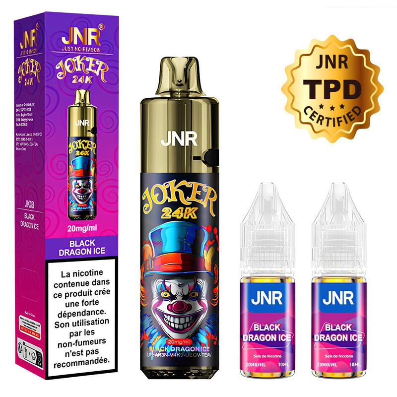 JNR Joker 24k - Puff Rechargeable 20mg-20 mg-Black Dragon Ice-VAPEVO