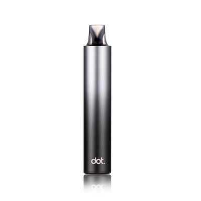 Pod électronique Dotmod Switch R gris métallisé au design tubulaire élégant avec embout buccal translucide.