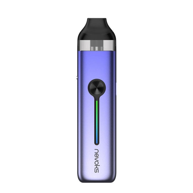 Pod Nevoks Feelin 2 bleu métallique compact avec bouton central, indicateur LED et cartouche transparente de 3ml.