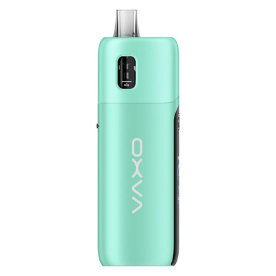 Pod OXVA Oneo Pro vert menthe en alliage de zinc avec écran couleur et cartouche transparente intégrée.