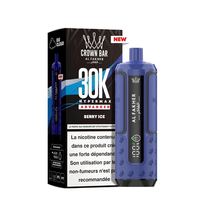 Kit Puff Al Fakher Crown Bar HyperMax Advanced 30K 6mg Berry Ice | VAPEVO