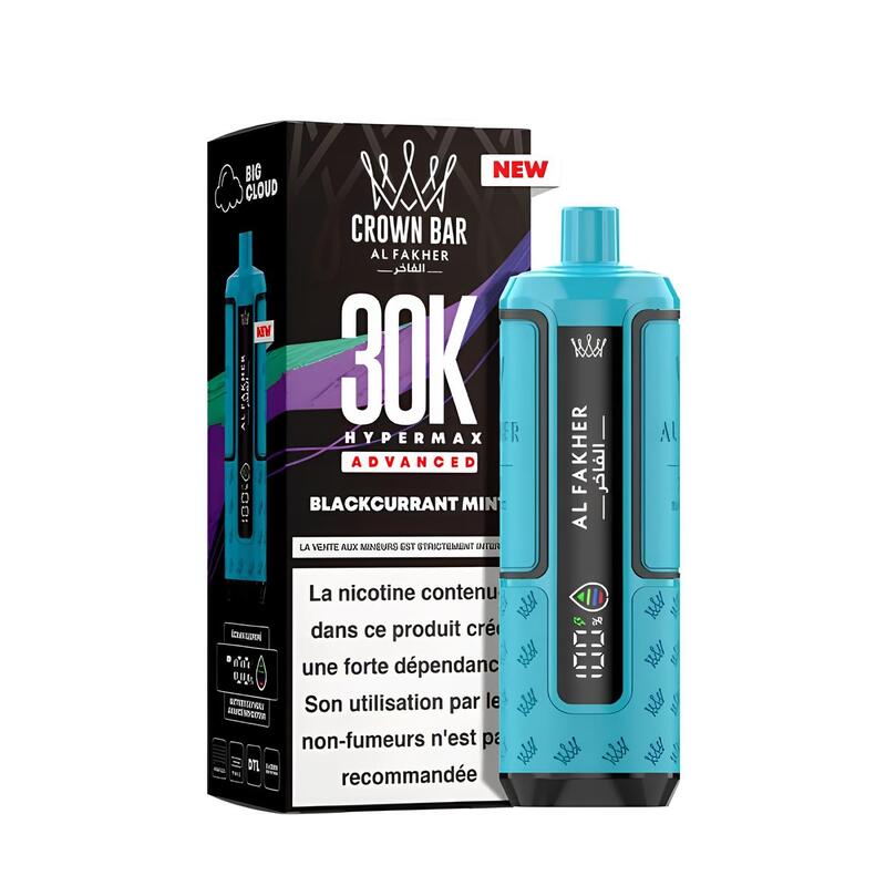 Kit Puff Al Fakher Crown Bar HyperMax Advanced 30K 6mg Blackcurrant Mint | VAPEVO