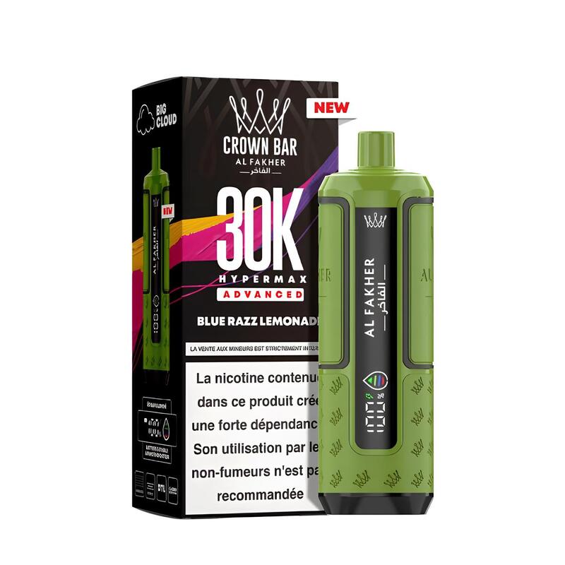 Kit Puff Al Fakher Crown Bar HyperMax Advanced 30K 6mg Blue Razz Lemonade | VAPEVO