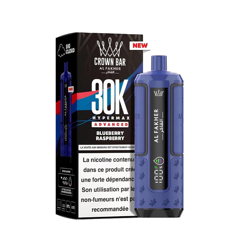 Kit Puff Al Fakher Crown Bar HyperMax Advanced 30K 6mg Blueberry Raspberry | VAPEVO