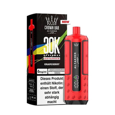 Kit Puff Al Fakher Crown Bar HyperMax Advanced 30K 6mg Grape Berry | VAPEVO