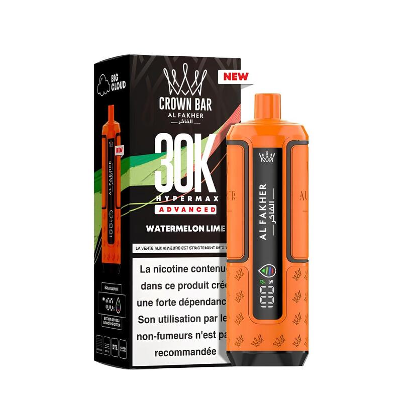 Kit Puff Al Fakher Crown Bar HyperMax Advanced 30K 6mg Watermelon Lime | VAPEVO