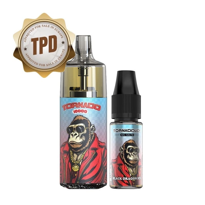 Kit Puff Gobar Tornado 10000 10ml 10 mg Black Dragon Ice | VAPEVO