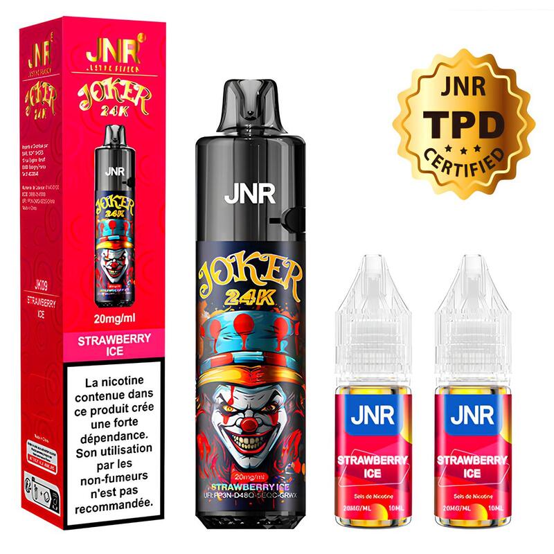 Kit Puff JNR Joker 24K 20mg Strawberry Ice | VAPEVO