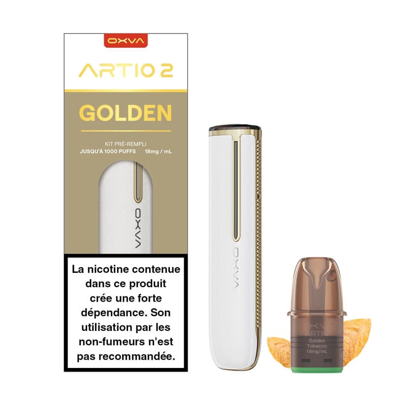 Kit Puff Oxva Artio 2 - 18mg 2ml 900mAh Golden | VAPEVO