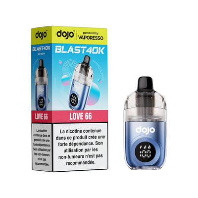 Cigarette électronique bleue Vaporesso Dojo Blast 40K avec écran LED et emballage Love 66.