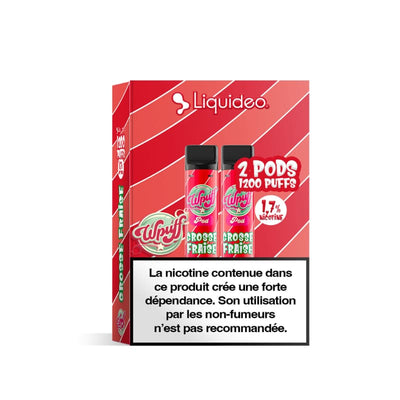 LIQUIDEO Wpuff 600 Original - Pack de 2 Cartouches 2ml-17 mg-Grosse Fraise-VAPEVO