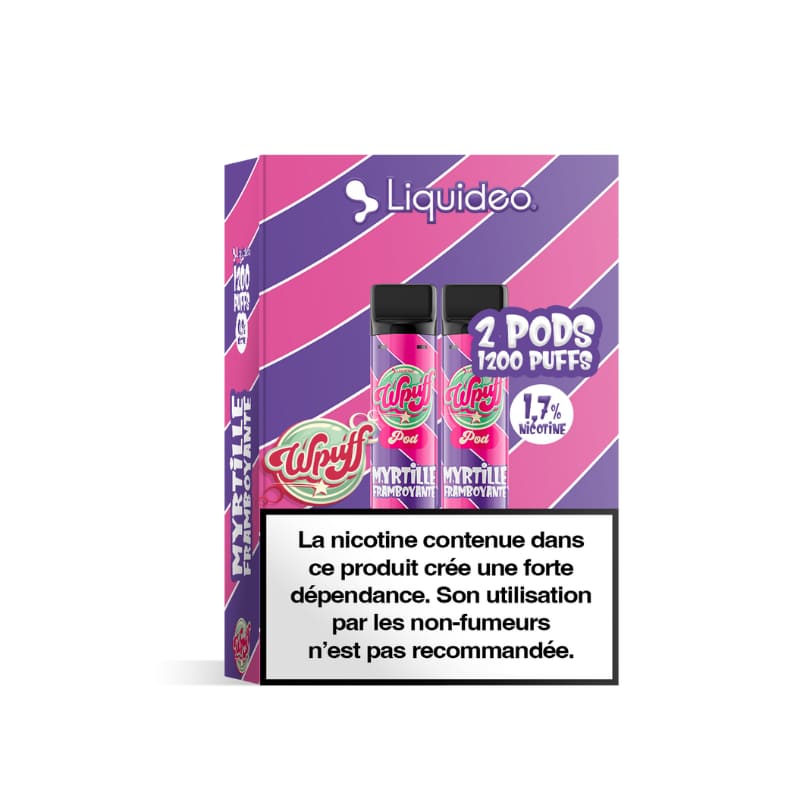 LIQUIDEO Wpuff 600 Original - Pack de 2 Cartouches 2ml-17 mg-Myrtille Framboyante-VAPEVO