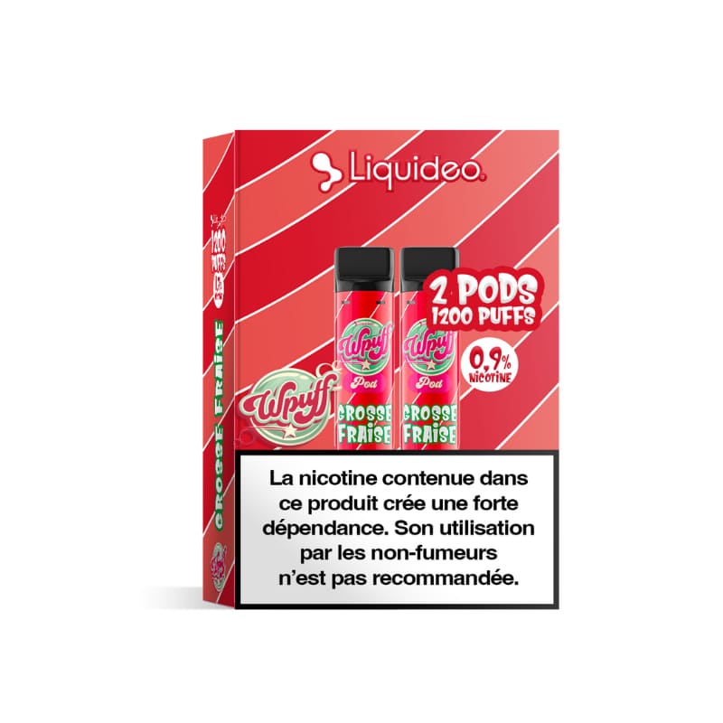 LIQUIDEO Wpuff 600 Original - Pack de 2 Cartouches 2ml-9 mg-Grosse Fraise-VAPEVO