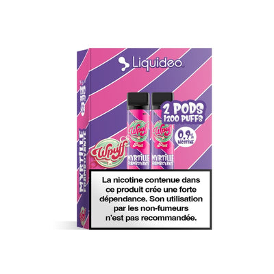 LIQUIDEO Wpuff 600 Original - Pack de 2 Cartouches 2ml-9 mg-Myrtille Framboyante-VAPEVO