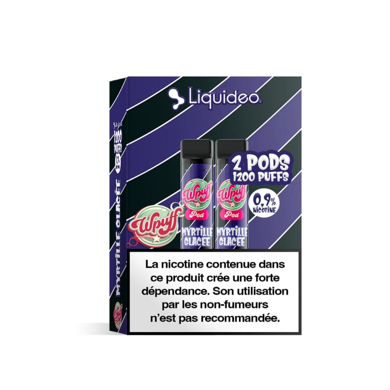 LIQUIDEO Wpuff 600 Original - Pack de 2 Cartouches 2ml-9 mg-Myrtille Glacée-VAPEVO