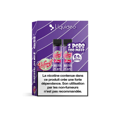 LIQUIDEO Wpuff 600 Original - Pack de 2 Cartouches 2ml-9 mg-Raisin Glacé-VAPEVO