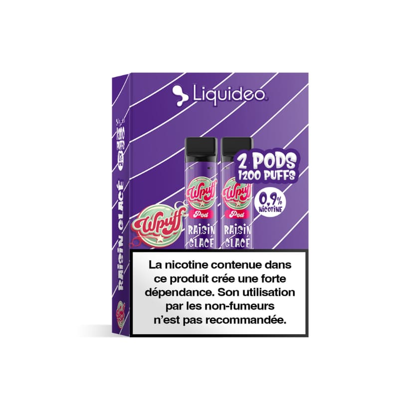 LIQUIDEO Wpuff 600 Original - Pack de 2 Cartouches 2ml-9 mg-Raisin Glacé-VAPEVO