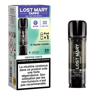 LOST MARY Tappo - Cartouches 2ml 600 Puffs 20 mg Menthe Verte | VAPEVO