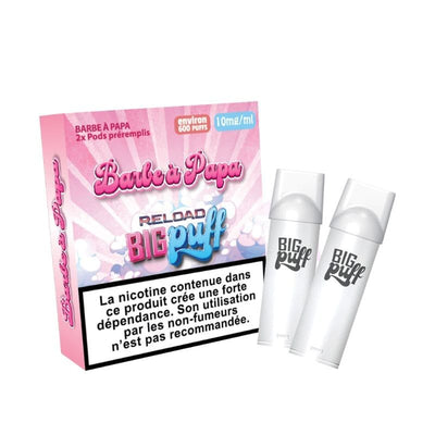 Pods Big Puff Reload 600 Puffs 2ml – Pack de 2 0 mg Barbe à Papa | VAPEVO