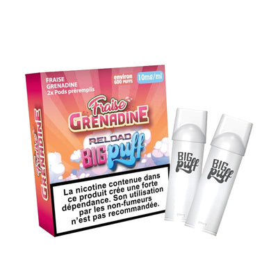 Pods Big Puff Reload 600 Puffs 2ml – Pack de 2 0 mg Fraise Grenadine | VAPEVO