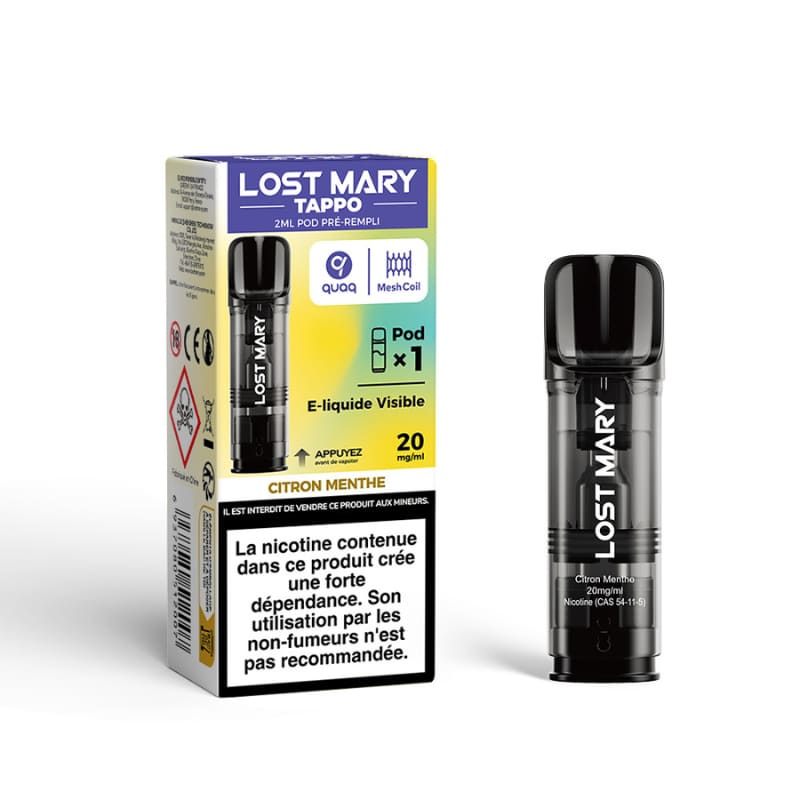 Pods Lost Mary Tappo - 2ml 600 Puffs 10 mg Citron Menthe | VAPEVO