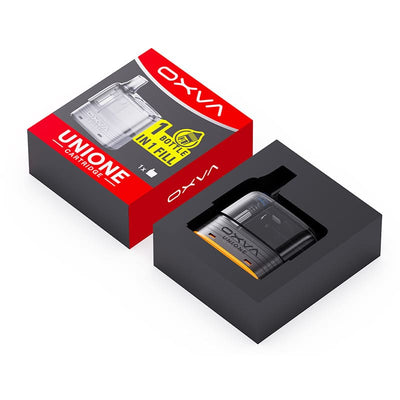 Cartouche de remplacement OXVA Unione 10ml avec résistance intégrée dans son emballage rouge et noir.
